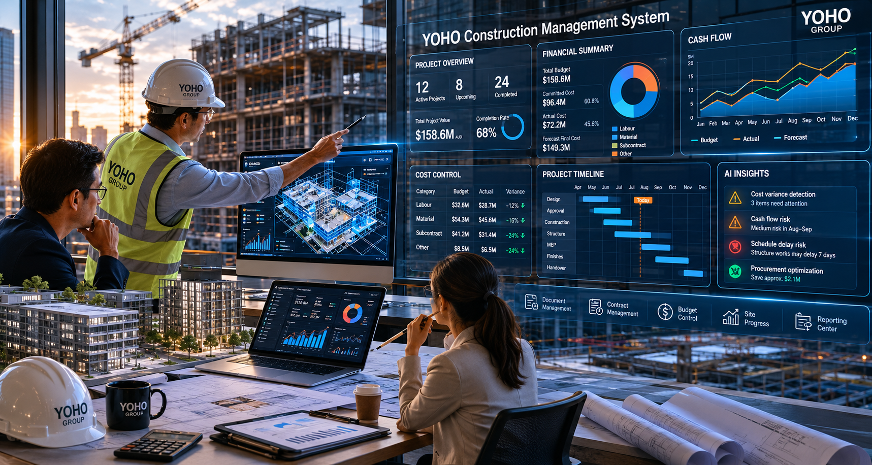 YOHO AI construction management system dashboard